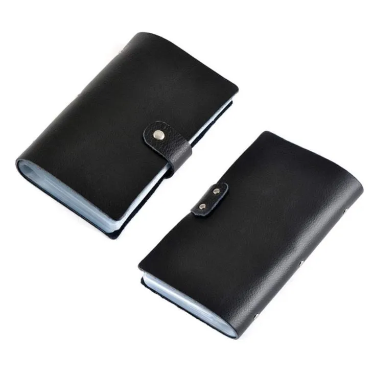 Button Closure PU Leather Business Card Holder Book