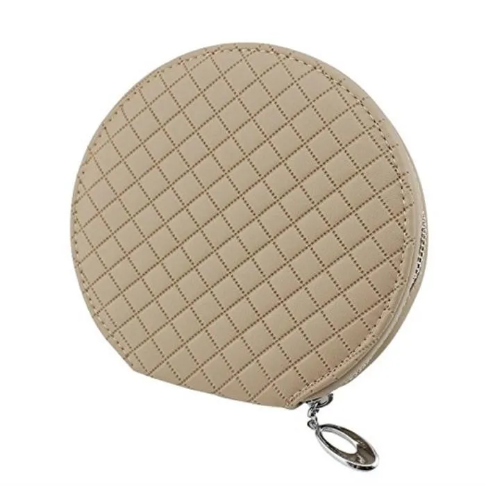 Circle Zipper Closure PU Leather CD Case